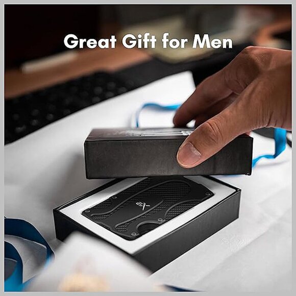 Mens Wallet, Slim Tactical Wallet with Money Clip, Classics - Black - Picture 9 of 9